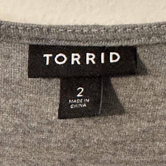 Torrid Floral Knit Midi Dress Womens 2X Gray Multicolor V-Neck Stretch - Picture 6 of 9